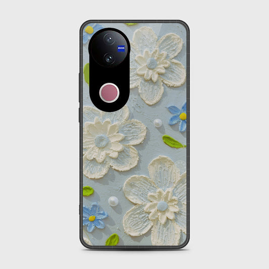 Vivo V50 Cover - Floral Series - Design 3 - Sky Blue - HQ Premium Shine Durable Shatterproof Case