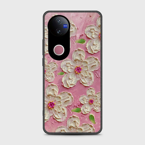 Vivo V50 Cover - Floral Series - Design 5 - Pink & White - HQ Premium Shine Durable Shatterproof Case