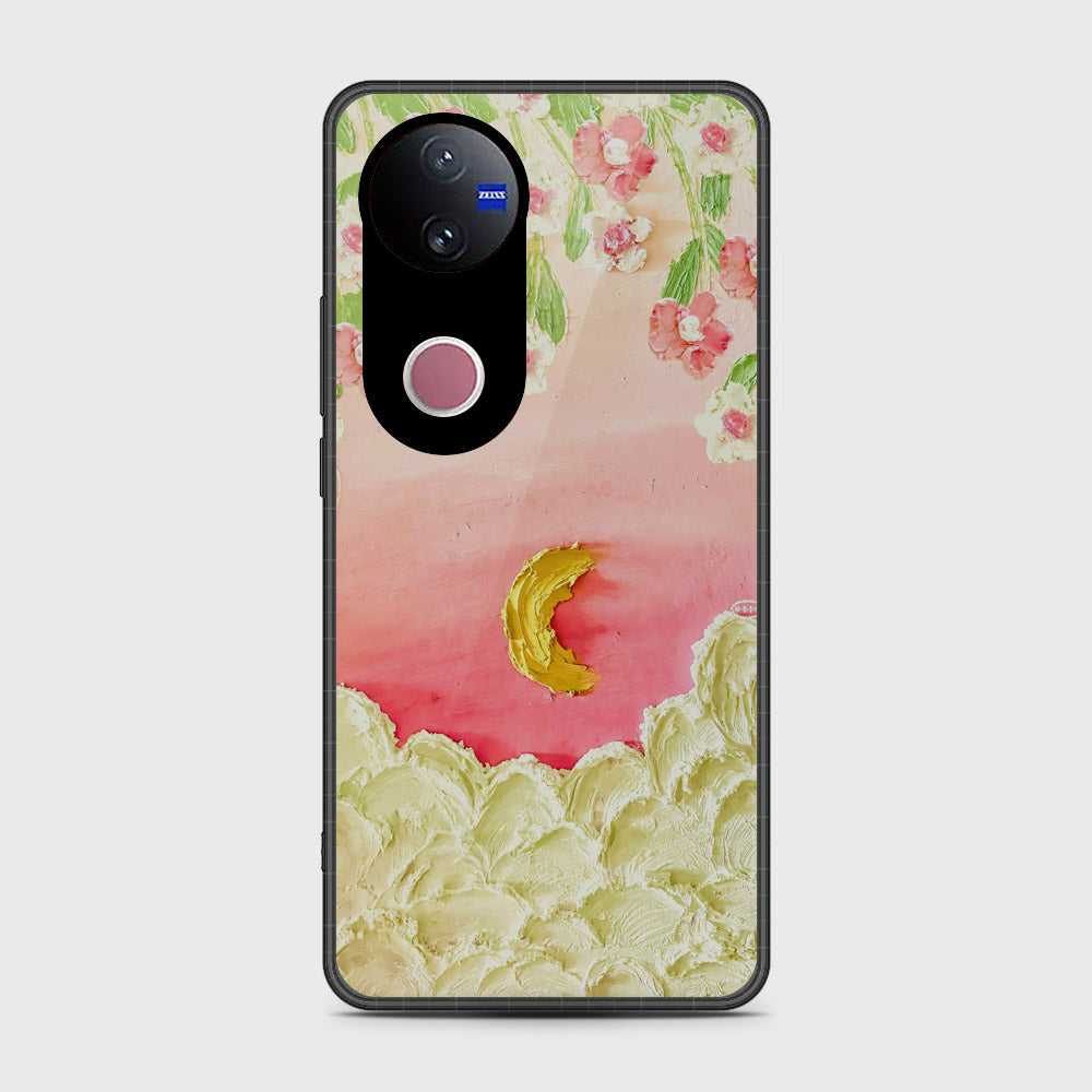 Vivo V50 Cover - Floral Series - Design 7 - Pink & Yellow - HQ Premium Shine Durable Shatterproof Case