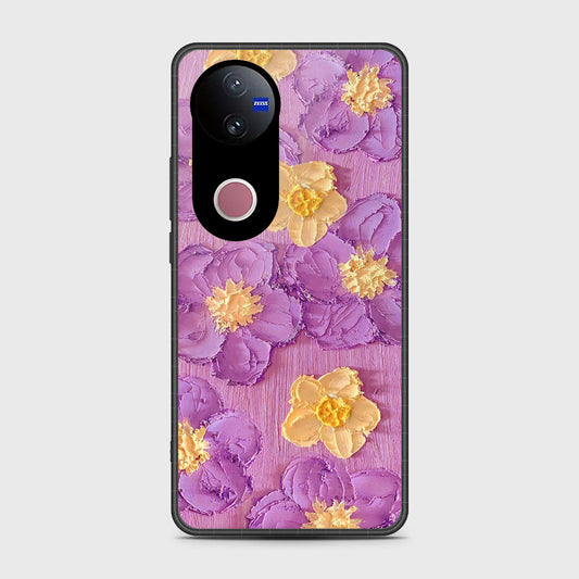 Vivo V50 Cover - Floral Series - Design 8 - Purple & Yellow - HQ Premium Shine Durable Shatterproof Case