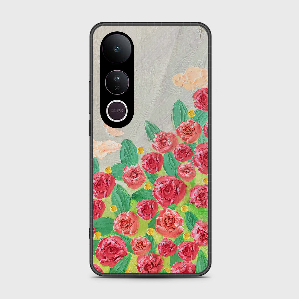 Vivo V50 Lite Cover - Floral Series - Design 10 - Red & Green - HQ Premium Shine Durable Shatterproof Case