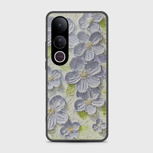 Vivo V50 Lite Cover - Floral Series - Design 12 - Grey & Green - HQ Premium Shine Durable Shatterproof Case