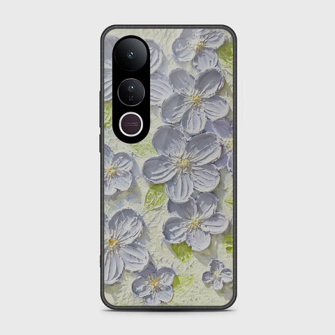 Vivo V50 Lite Cover - Floral Series - Design 12 - Grey & Green - HQ Premium Shine Durable Shatterproof Case
