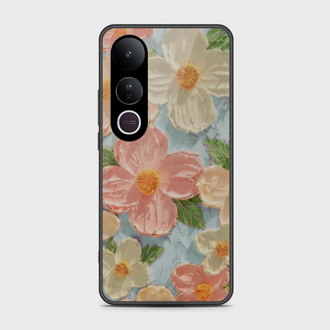 Vivo V50 Lite Cover - Floral Series - Design 16 - Cyan & Pink - HQ Premium Shine Durable Shatterproof Case