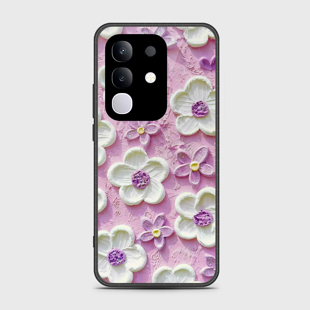 Vivo Y29 4G Cover - Floral Series - Design 4 - Purple & White - HQ Premium Shine Durable Shatterproof Case