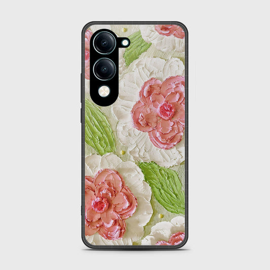 Vivo Y04 Cover - Floral Series - Design 13 - Offwhite & Green - HQ Premium Shine Durable Shatterproof Case