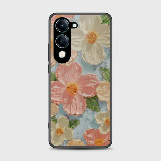 Vivo Y04 Cover - Floral Series - Design 16 - Cyan & Pink - HQ Premium Shine Durable Shatterproof Case