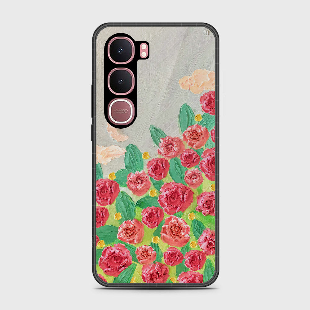 Vivo Y31 5G Cover - Floral Series - Design 10 - Red & Green - HQ Ultra Shine Premium Infinity Glass Soft Silicon Borders Case
