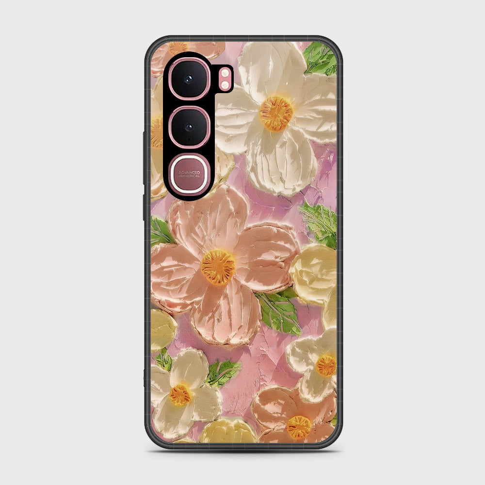 Vivo Y31 5G Cover - Floral Series - Design 11 - White & Green - HQ Ultra Shine Premium Infinity Glass Soft Silicon Borders Case