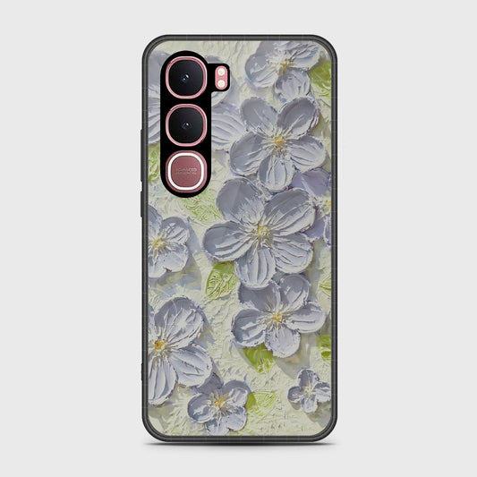Vivo Y31 5G Cover - Floral Series - Design 12 - Grey & Green - HQ Ultra Shine Premium Infinity Glass Soft Silicon Borders Case