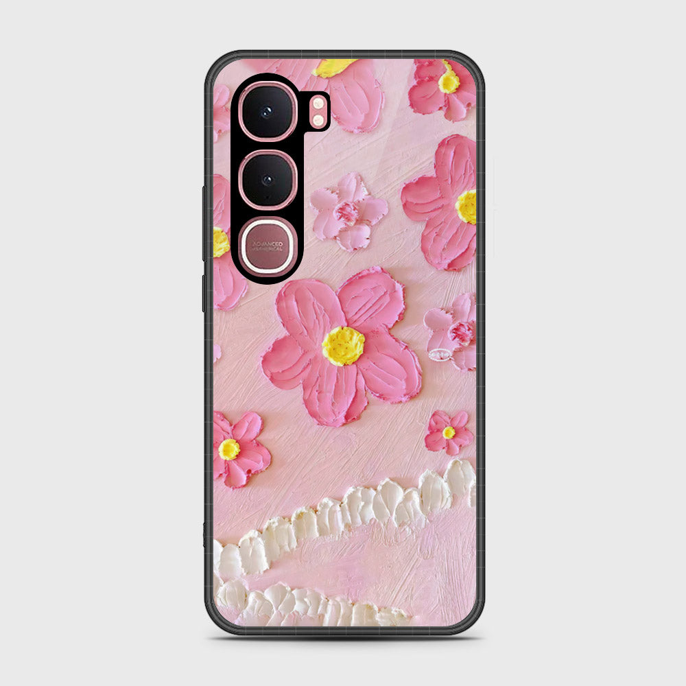 Vivo Y31 5G Cover - Floral Series - Design 2 - Pink - HQ Ultra Shine Premium Infinity Glass Soft Silicon Borders Case
