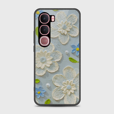 Vivo Y31 5G Cover - Floral Series - Design 3 - Sky Blue - HQ Ultra Shine Premium Infinity Glass Soft Silicon Borders Case