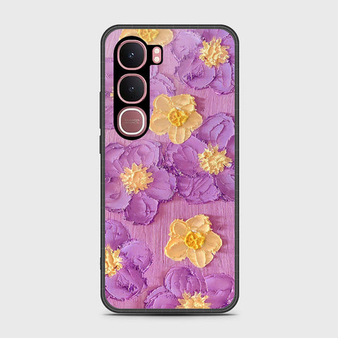 Vivo Y31 5G Cover - Floral Series - Design 8 - Purple & Yellow - HQ Ultra Shine Premium Infinity Glass Soft Silicon Borders Case