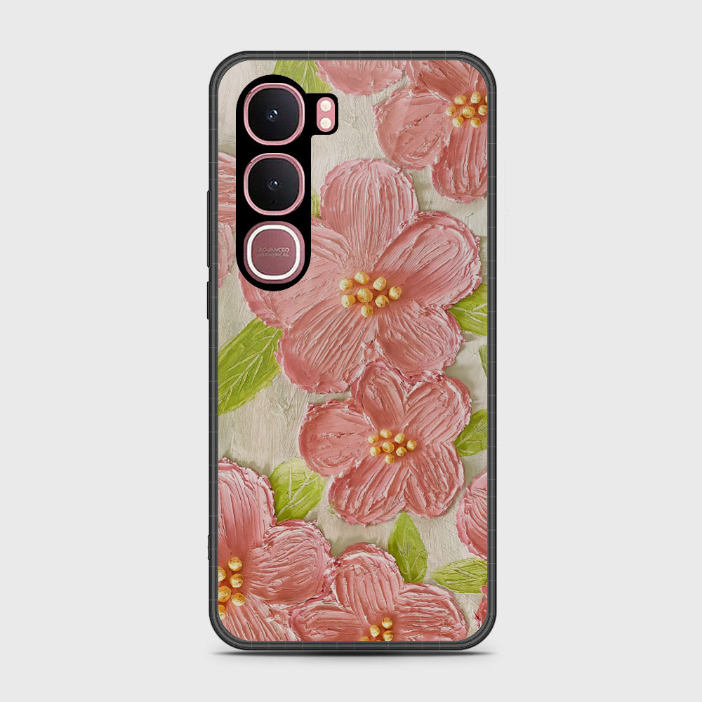 Vivo Y31 5G Cover - Floral Series - Design 9 - Pink & Green - HQ Ultra Shine Premium Infinity Glass Soft Silicon Borders Case