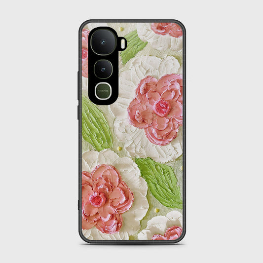 Vivo Y400 4G Cover - Floral Series - Design 13 - Offwhite & Green - HQ Premium Shine Durable Shatterproof Case