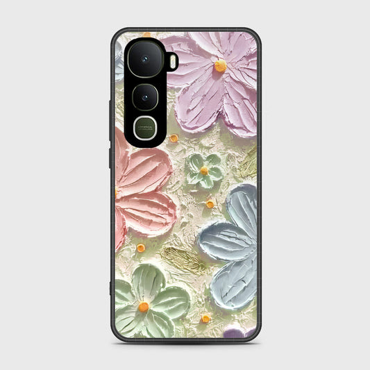 Vivo Y400 4G Cover - Floral Series - Design 15 - Blue & Green - HQ Premium Shine Durable Shatterproof Case