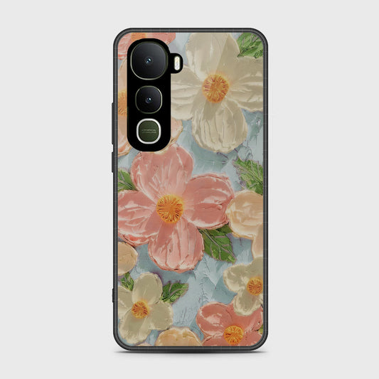 Vivo Y400 4G Cover - Floral Series - Design 16 - Cyan & Pink - HQ Premium Shine Durable Shatterproof Case