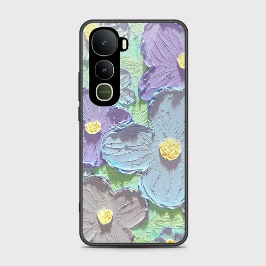 Vivo Y400 4G Cover - Floral Series - Design 1 - Purple & Aqua - HQ Premium Shine Durable Shatterproof Case