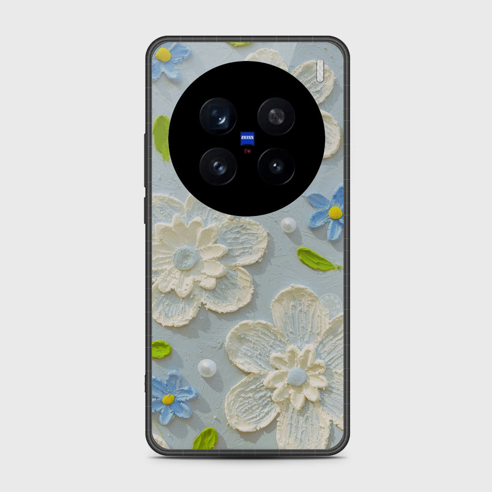 Vivo X200 Pro Cover - Floral Series - Design 3 - Sky Blue - HQ Premium Shine Durable Shatterproof Case