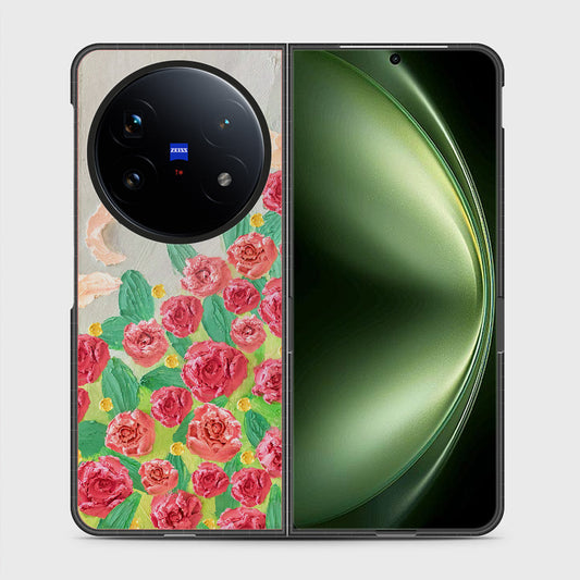 Vivo X Fold 5 Cover - Floral Series - Design 10 - Red & Green - HQ Premium Shine Durable Shatterproof Case