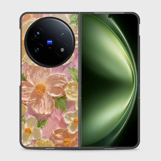 Vivo X Fold 5 Cover - Floral Series - Design 11 - White & Green - HQ Premium Shine Durable Shatterproof Case