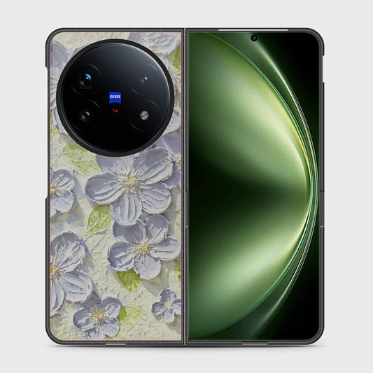 Vivo X Fold 5 Cover - Floral Series - Design 12 - Grey & Green - HQ Premium Shine Durable Shatterproof Case