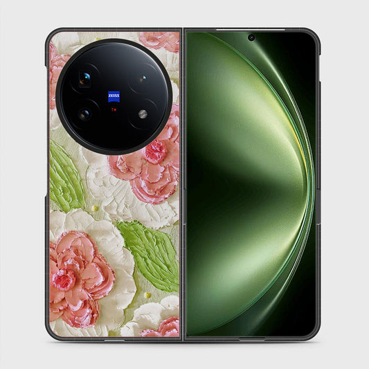 Vivo X Fold 5 Cover - Floral Series - Design 13 - Offwhite & Green - HQ Premium Shine Durable Shatterproof Case