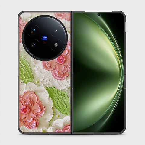 Vivo X Fold 5 Cover - Floral Series - Design 13 - Offwhite & Green - HQ Premium Shine Durable Shatterproof Case