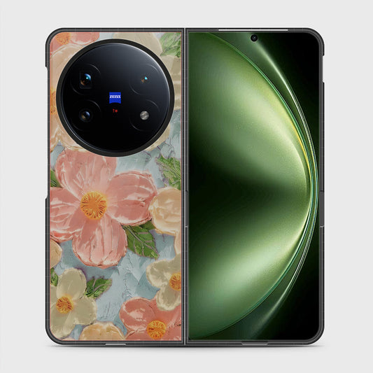 Vivo X Fold 5 Cover - Floral Series - Design 16 - Cyan & Pink - HQ Premium Shine Durable Shatterproof Case
