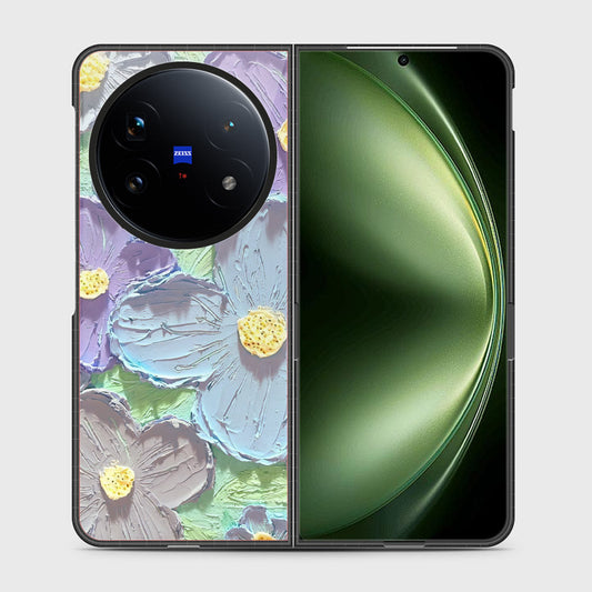 Vivo X Fold 5 Cover - Floral Series - Design 1 - Purple & Aqua - HQ Premium Shine Durable Shatterproof Case