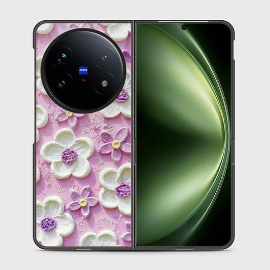 Vivo X Fold 5 Cover - Floral Series - Design 4 - Purple & White - HQ Premium Shine Durable Shatterproof Case