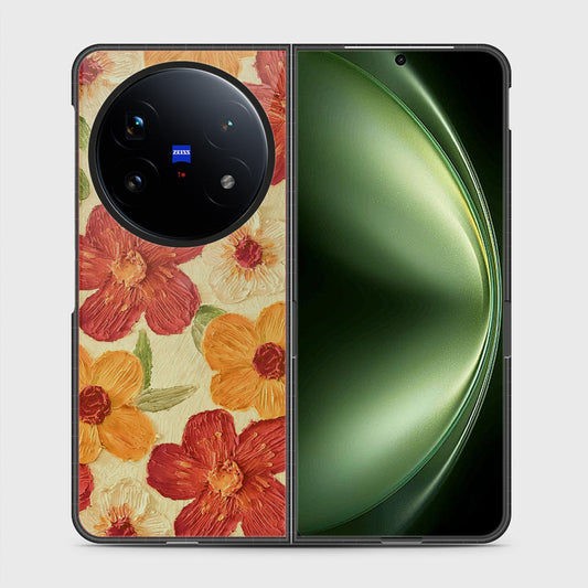 Vivo X Fold 5 Cover - Floral Series - Design 6 - Red & Orange - HQ Premium Shine Durable Shatterproof Case