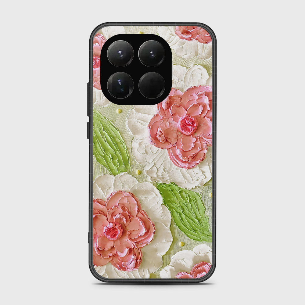 Xiaomi 15T Cover - Floral Series - Design 13 - Offwhite & Green - HQ Premium Shine Durable Glass Case