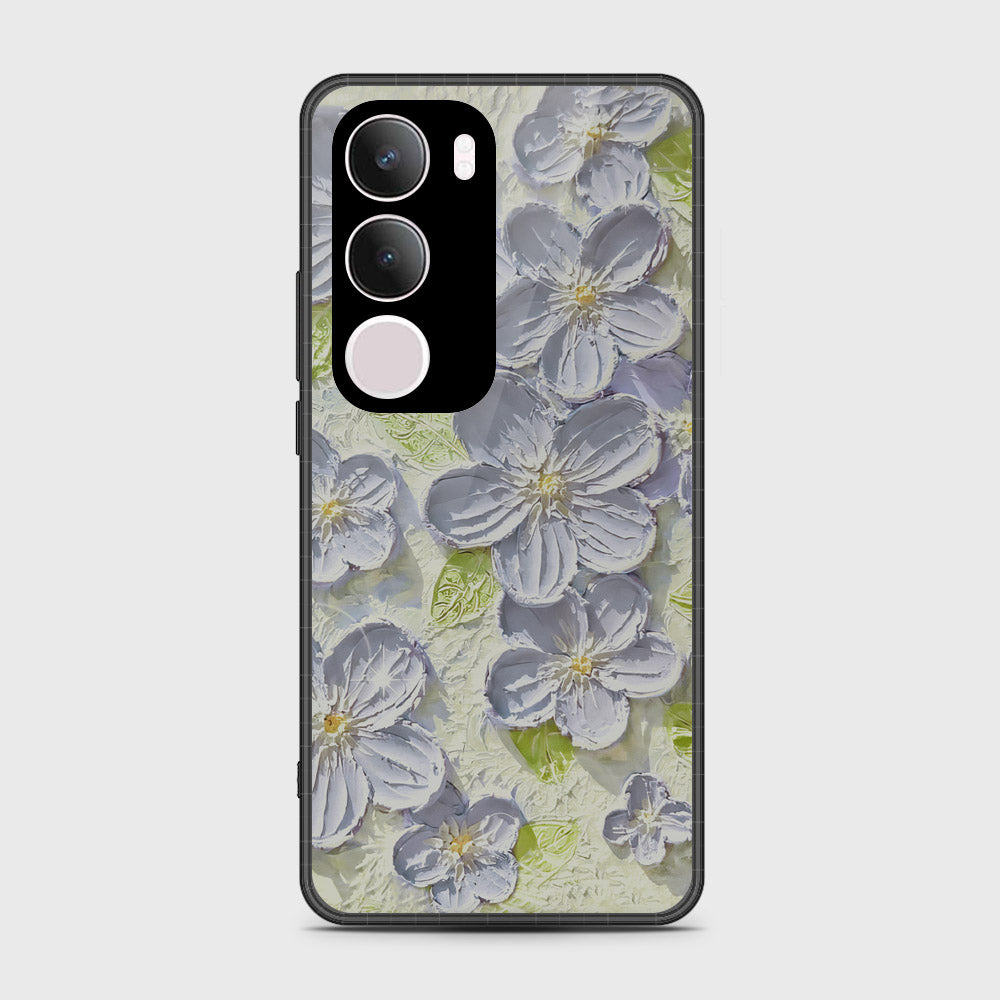 Vivo Y19 Cover - Floral Series - Design 12 - Grey & Green - HQ Premium Shine Durable Shatterproof Case