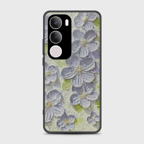 Vivo Y19 Cover - Floral Series - Design 12 - Grey & Green - HQ Premium Shine Durable Shatterproof Case