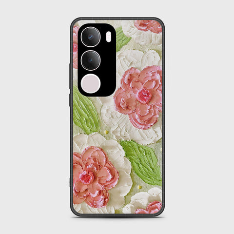 Vivo Y19 Cover - Floral Series - Design 13 - Offwhite & Green - HQ Premium Shine Durable Shatterproof Case