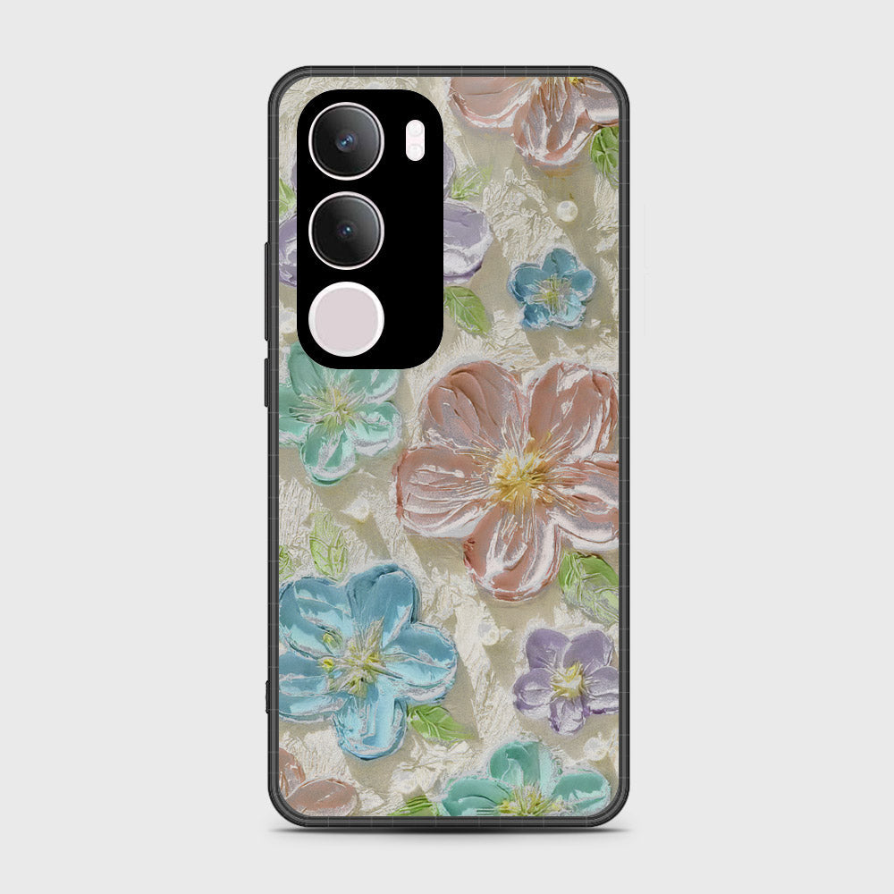 Vivo Y19 Cover - Floral Series - Design 14 - Blue & Purple - HQ Premium Shine Durable Shatterproof Case