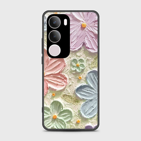 Vivo Y19 Cover - Floral Series - Design 15 - Blue & Green - HQ Premium Shine Durable Shatterproof Case