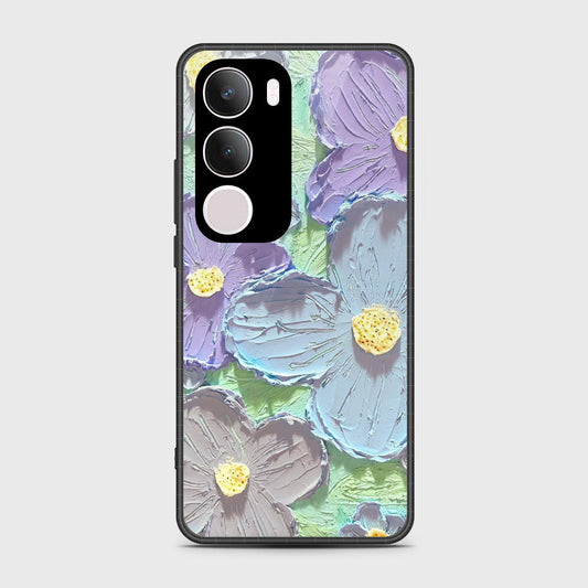 Vivo Y19 Cover - Floral Series - Design 1 - Purple & Aqua - HQ Premium Shine Durable Shatterproof Case