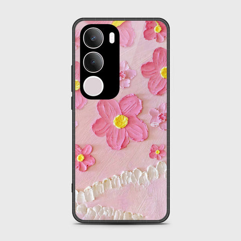 Vivo Y19 Cover - Floral Series - Design 2 - Pink - HQ Premium Shine Durable Shatterproof Case