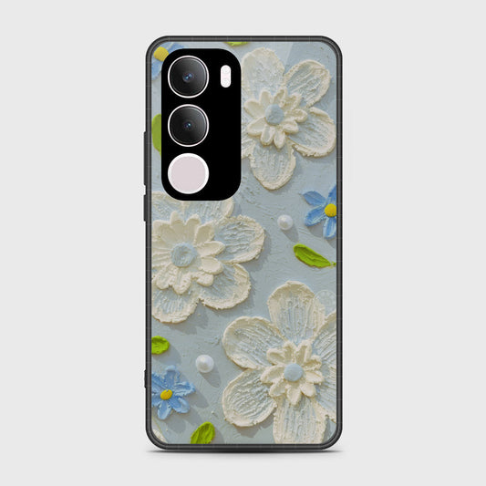 Vivo Y19 Cover - Floral Series - Design 3 - Sky Blue - HQ Premium Shine Durable Shatterproof Case