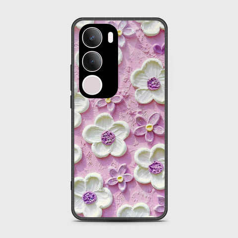 Vivo Y19 Cover - Floral Series - Design 4 - Purple & White - HQ Premium Shine Durable Shatterproof Case