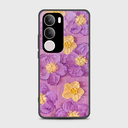 Vivo Y19 Cover - Floral Series - Design 8 - Purple & Yellow - HQ Premium Shine Durable Shatterproof Case
