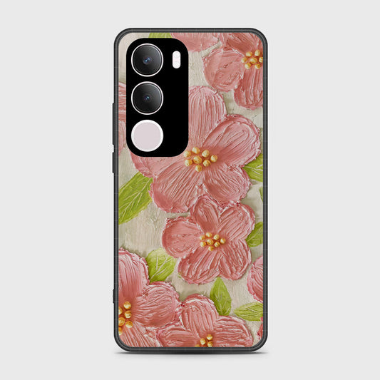 Vivo Y19 Cover - Floral Series - Design 9 - Pink & Green - HQ Premium Shine Durable Shatterproof Case