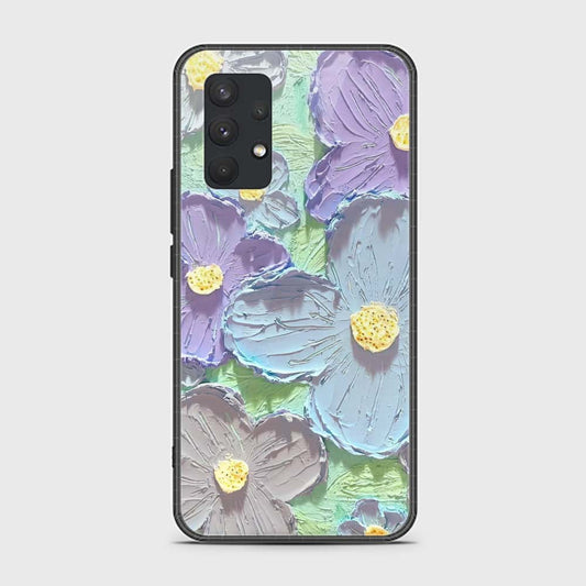 Samsung Galaxy A32 Cover - Floral Series - Design 1 - Purple & Aqua - HQ Premium Shine Durable Shatterproof Case