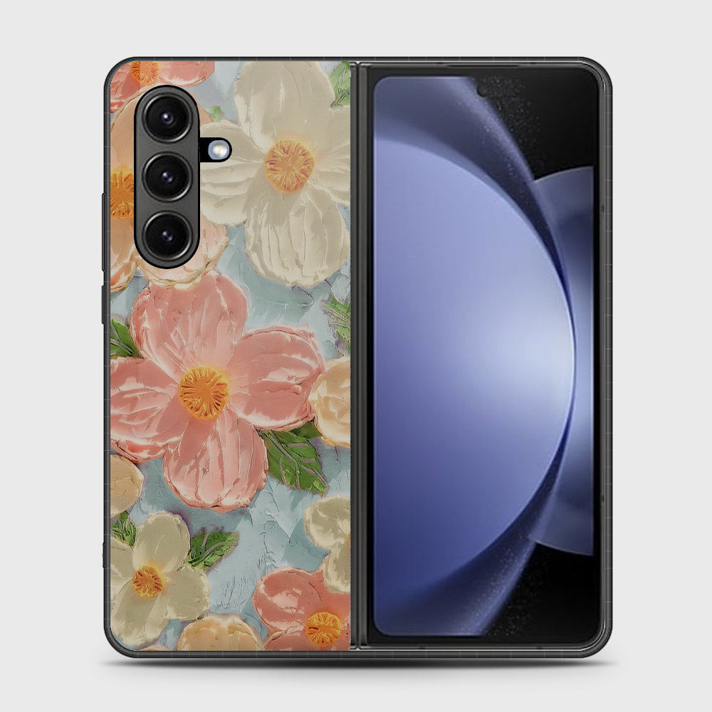 Samsung Galaxy Z Fold 7 Cover - Floral Series - Design 16 - Cyan & Pink - HQ Premium Shine Durable Shatterproof Case