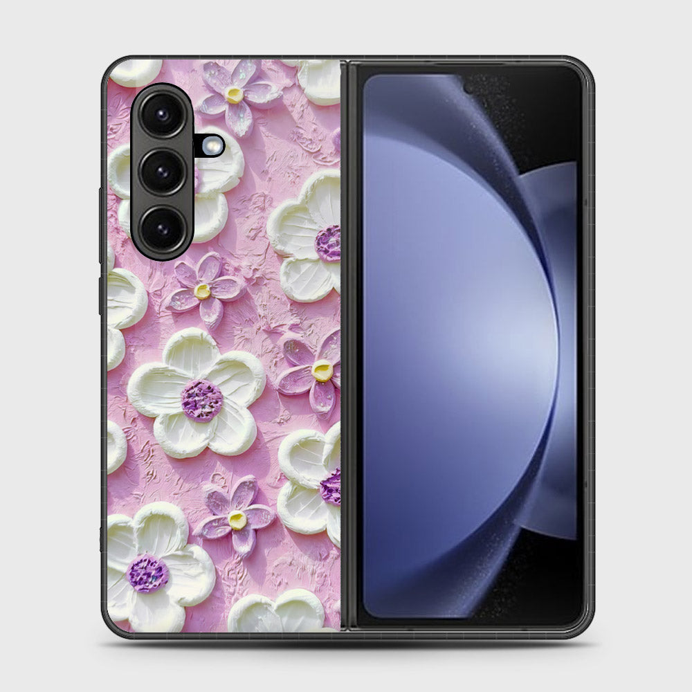 Samsung Galaxy Z Fold 7 Cover - Floral Series - Design 4 - Purple & White - HQ Premium Shine Durable Shatterproof Case