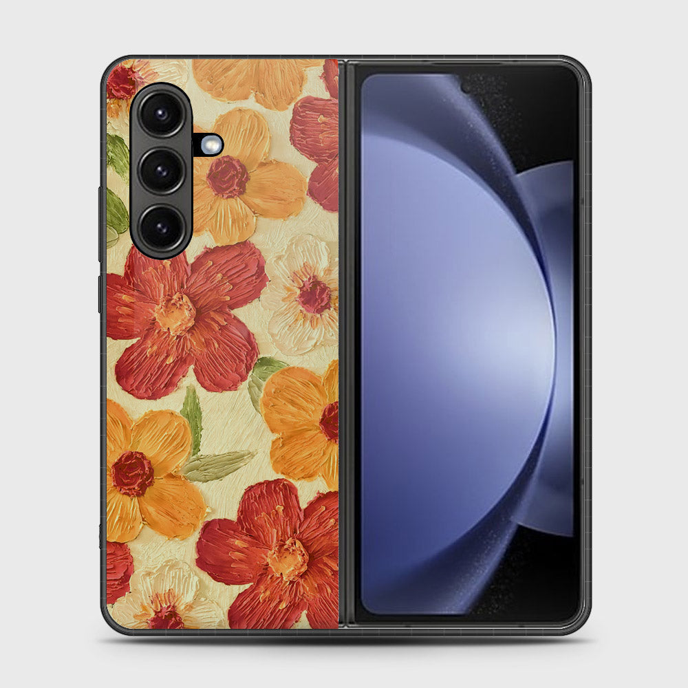 Samsung Galaxy Z Fold 7 Cover - Floral Series - Design 6 - Red & Orange - HQ Premium Shine Durable Shatterproof Case