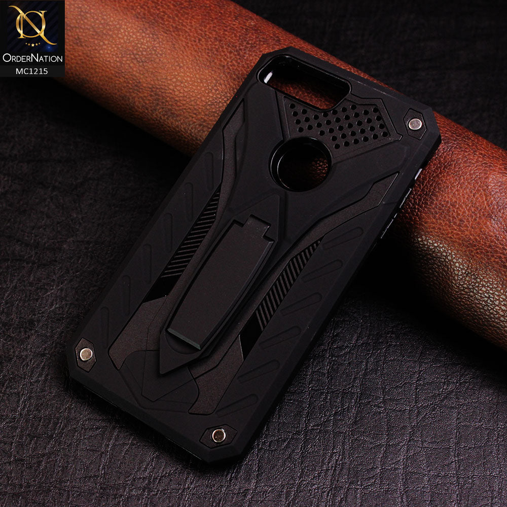 iPhone 8 Plus / 7 Plus Cover - Black - Luxury Hybrid Shockproof Stand Case