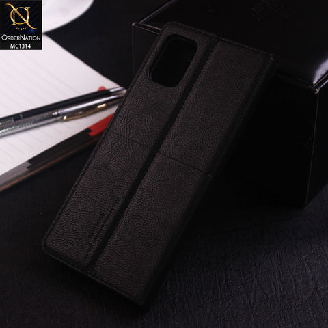 Samsung Galaxy A51 Cover - Black - Rich Boss Flip Book Soft Leather Texture Case